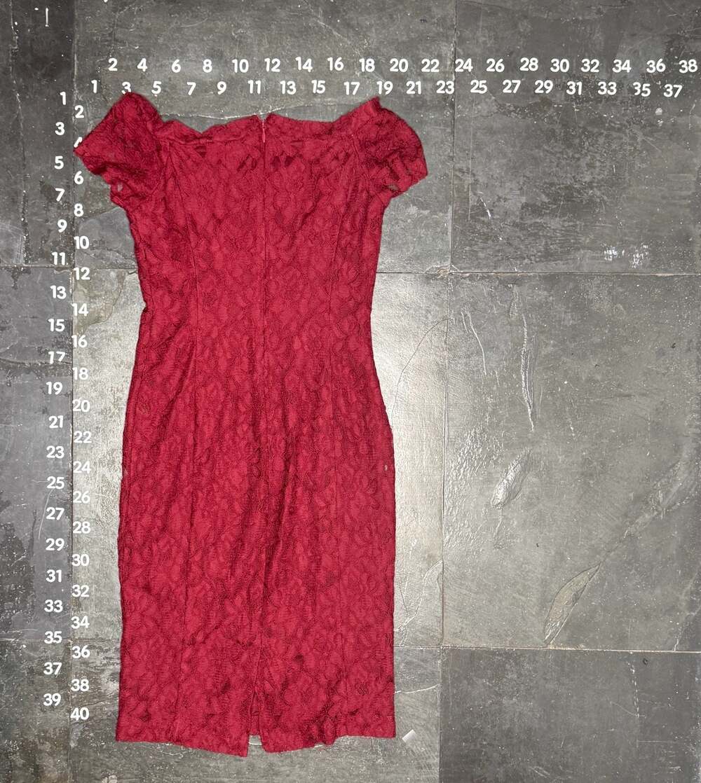 New York & Company Women's Red Lace Off-Shoulder Sheath Dress